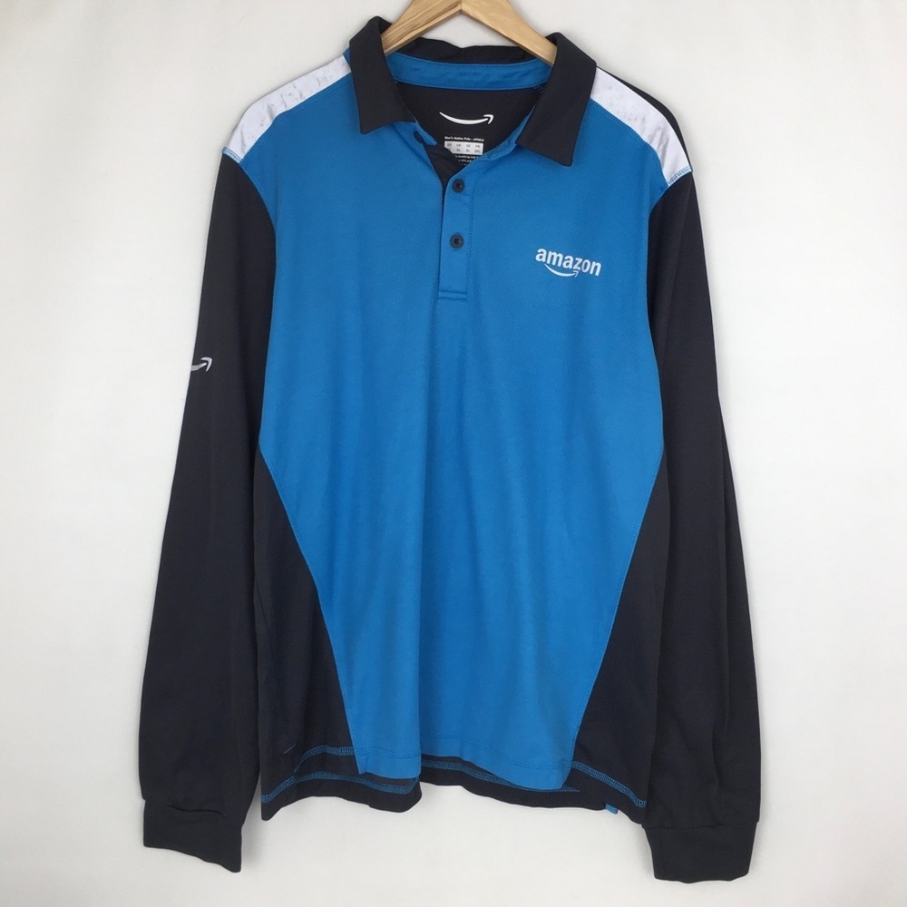 Amazon Uniform Long Sleeve Polo Shirt Size XL Blue Gray Work Shirt